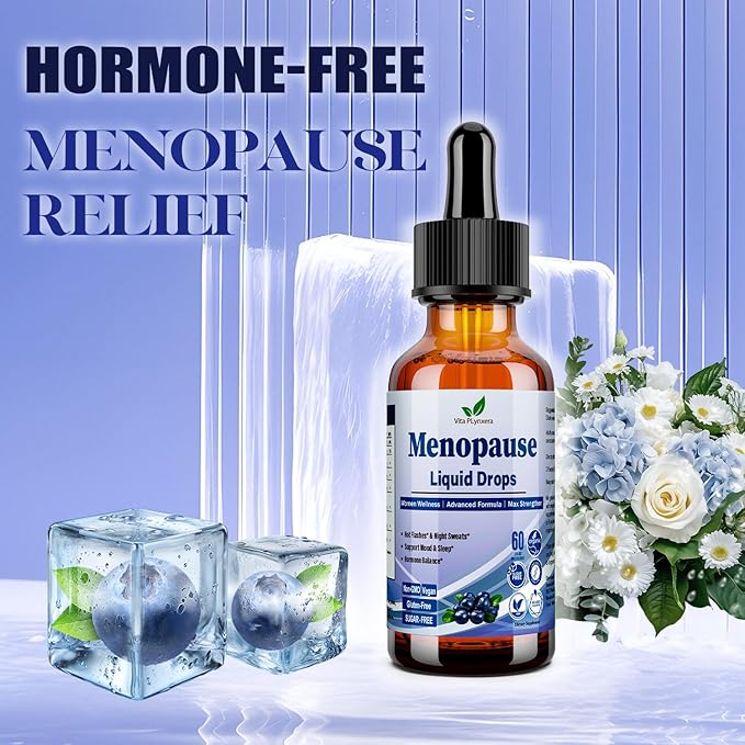 2 Pack Menopause Supplements Liquid Drops, 8-in-1 Menopause Vitamin w. Black Cohosh, Ashwagandha, D3 B6 Multivitamin for Hot Flash, Night Sweats, Hormone Balance & Mood Support for Women Over 40