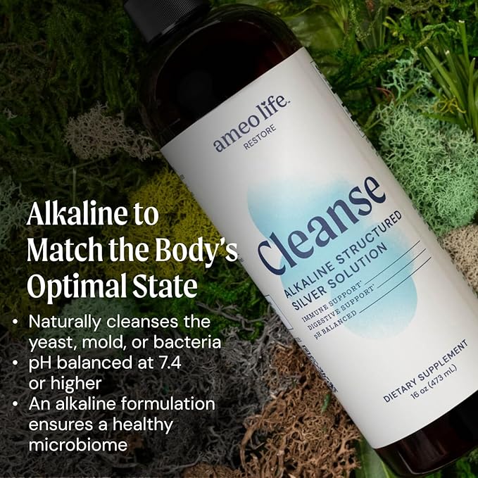 Ameo Life Colloidal Silver Liquid 30 PPM - Alkaline Structured Silver Water for Daily Immune Support & Gut Health, pH Balanced Colloidal Silver 30ppm Solution, 16 oz