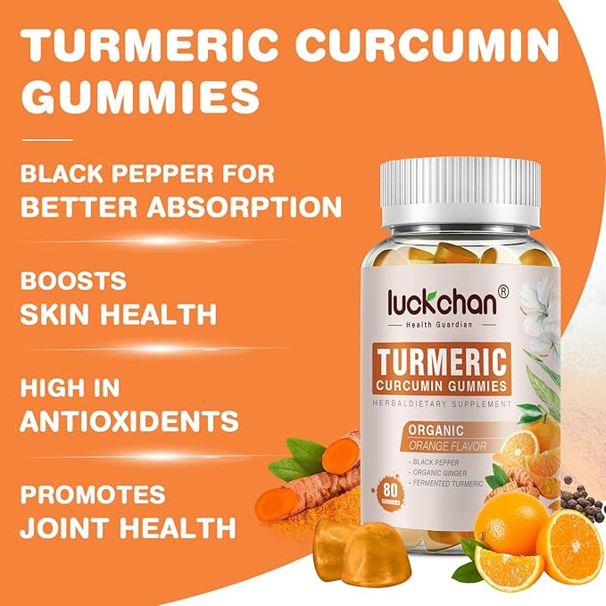 Turmeric Curcumin Gummies with Ginger & Black Pepper Herbal Supplement-240 Count for Adults and Kids, 2400mg - Tumeric Gummy Supplements Vegan, Organic, Gelatin-Free 3 Pack