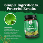 Extra Strength Saw Palmetto Extract - Advanced Herbal Complex for Hair Health and Urinary Support with Plant Sterols & Flavonoids - Potent Herbal Supplement with 500mg per Serving - 30 Count