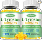 L-Tyrosine Gummies for Adults and Kids - L-Tyrosine Supplement Focus Gummies for Brain, Mood, Energy Support, Vegan & Gluten-Free, Mango Flavor, 120 Count