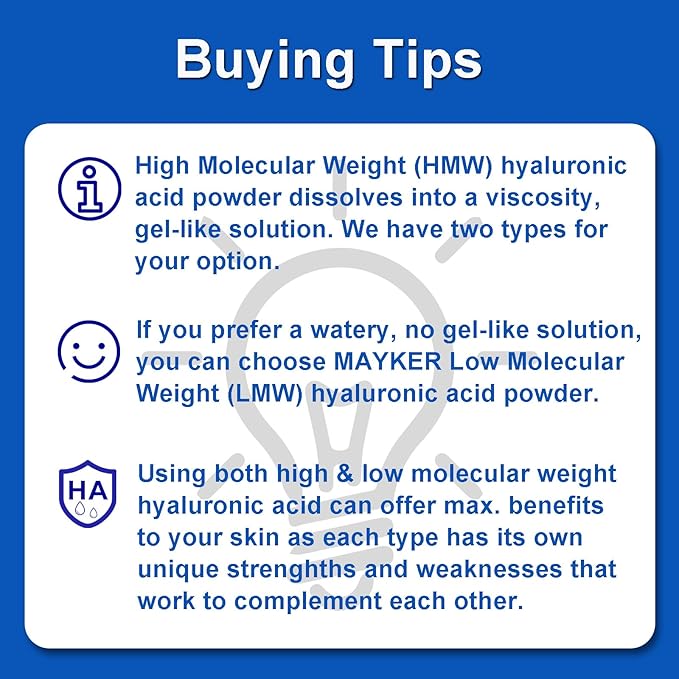 MAYKER Pure Hyaluronic Acid Powder 0.7 oz | High Molecular Weight, Cosmetic Grade | To Make 45+ oz Hydrating Serums For Skin Hydration, Clear, Gel-like Texture | No fillers, No Additives