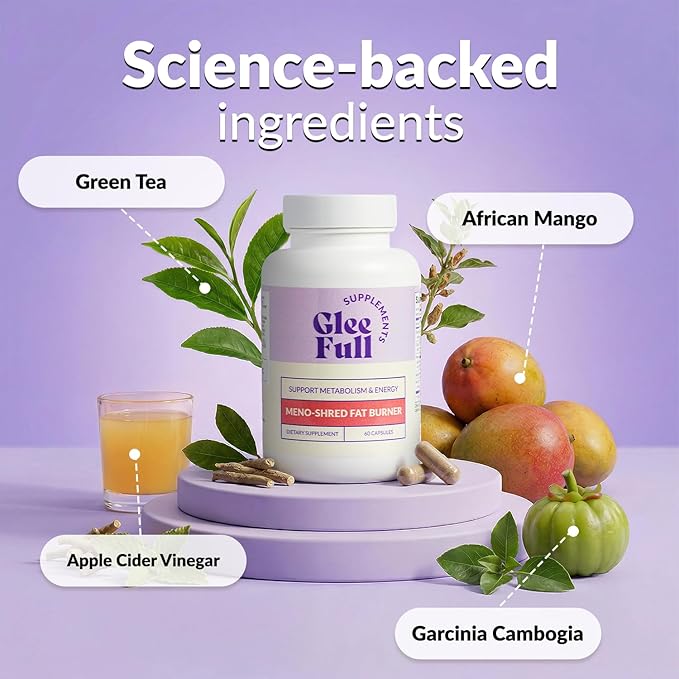 GLEEFULL SUPPS Meno Shred Fat Burner – Supports Metabolism & Helps Achieve Slimming Goals for Women