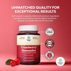 Natural Cranberry Gummies for Women and Men - Extra Strength Delicious Antioxidant Cranberry Chews for Urinary Tract Health Kidney Support Bladder & Immune Health - Vegan Gluten & Gelatin Free - 60ct