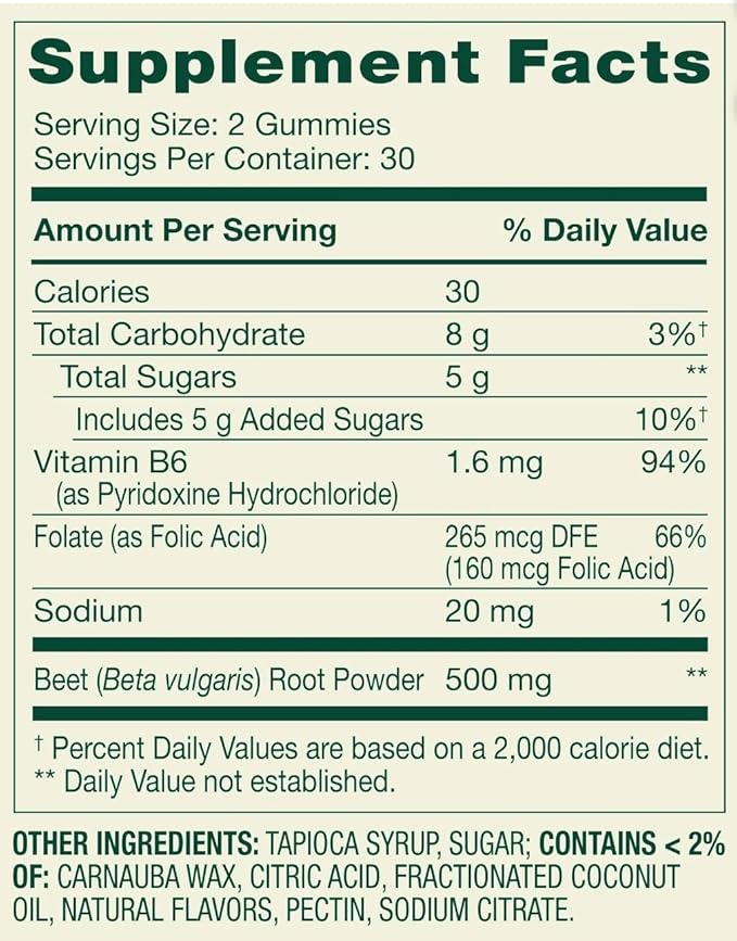 Beetroot Dietary Supplement Gummies, Cherry, 500 mg, 60 Count
