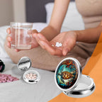 WLLHYF Pill Box Cute Small Pill Box for Purse & Pocket Medicine Organizer Travel Pillbox Waterproof Pills Cases Metal Pills Container Holder for Vitamins, Fish Oil, Supplements (Grey sea Turtle)
