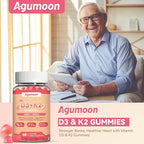 Vitamin D3 K2 Gummies for Adults - Vitamin D3 5000IU + K2 (MK-7) 200mcg, with Calcium Citrate, Magnesium Citrate, Omega-3 for Bone, Muscle, Teeth Immune - 120 Gummies