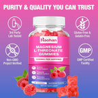 Magnesium L-Threonate 1200mg Gummies to Support Focus & Muscles, Sugar-Free Raspberry Flavor, 120 Count for Adults & Kids