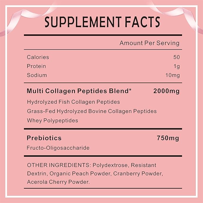 Multi Collagen Peptides Powder for Women and Men - Type I, II, III, V, X - Hydrolyzed Collagen Peptides, Supports Skin Hair Nail & Joint, Grass-Fed, Non-GMO, 30 Packets