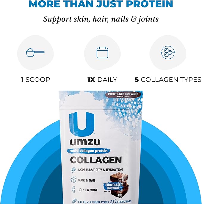 UMZU zuCollagen Multi Collagen Protein Powder, Chocolate – 5 Collagen Types I II III V X – High Protein Low Calorie Supplement for Hair Growth Skin Elasticity Joint Health and Daily Recovery Support