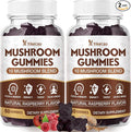 2 Pack Mushroom Gummies for Adults, 10 Blend Mushroom Supplement with Lions Mane, Cordyceps, Reishi, Chaga and Turkey Tail for Focus and Energy, Raspberry Flavor, 120 Count