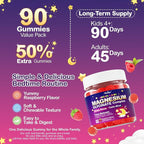 Magnesium Glycinate Gummies for Kids 4+ & Adults, 90 Counts No Melatonin Magnesium Gummies for Sleep & Calm, Sugar Free Vegan with Glycine, L-Theanine, B6, D3, Zinc & Omega 3 - Raspberry Flavor