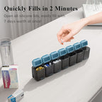 KOVIUU Weekly Pill Organizer Magnetic, Removable Pill Box 7 Day 1 Time a Day, Large Pill Case Travel, Week Once Daily Medication Dispenser, Medicine Container Holder for Supplement Vitamin, Blue
