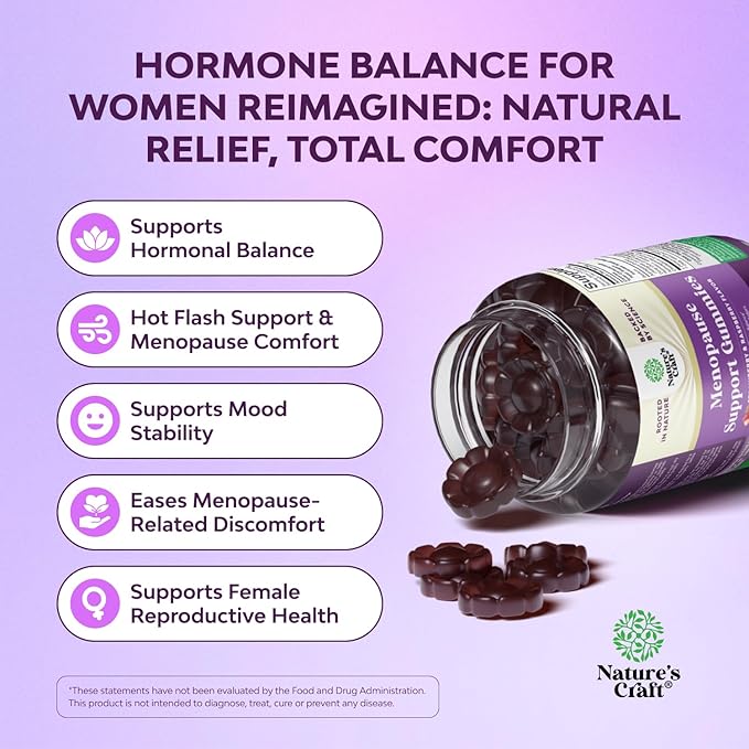 Womens Menopause Gummies with Dong Quai - Menopause Vitamins for Women with Ashwagandha - Holistic Support for Hot Flashes Night Sweats and Mood Swings - Pre & Post Supplements - 60 Count