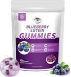 Hudetex Blueberry Lutein Eye Vitamins Gummies with 180 Count - 3 Month Supply, Vegan Eye Health Supplement for Kids and Adult, Lutein Gummies for Vision Clarity and Blue Light Support