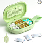 Travel Pill Organizer, Adjustable 3-6 Compartments Portable Pill Box, Small Pill Case Daily Medicine Container, Moisture Proof Storage Hold Vitamin Supplement Dispenser for Pocket Purse-Green