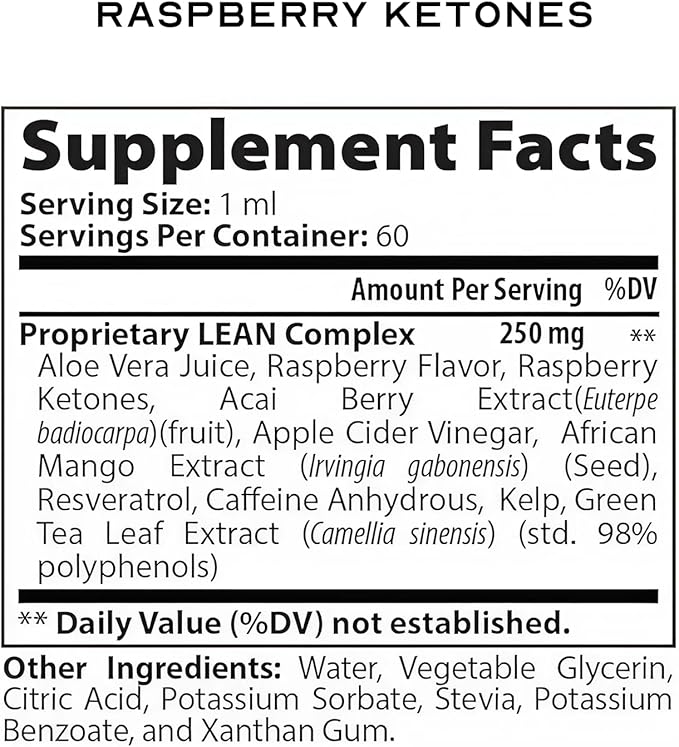 Apple Cider Vinegar Raspberry Ketone Weight Loss Drops, Keto Appetite Suppressant Fat Burner Diet Energy Supplement Metabolism Booster for Women and Men, Slim Faster Than Gummy Pill Capsule Tea, 60 ml