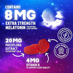 Sleep Gummies - 8mg Melatonin Per Serving - With Passiflora Extract for Restful Sleep - Fast Acting Melatonin Sleep Gummy Supplement for Adults, Vegan, Non-GMO, Tasty Strawberry Flavor - 60 Gummies