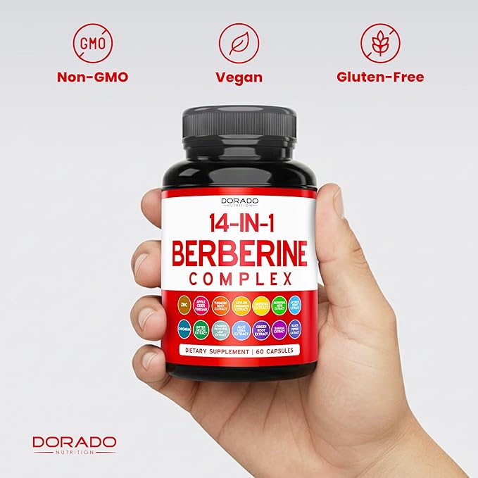 GLP-1 Supplement 14 in 1 Formula (GLP1 Supplement with Berberine, ACV, Chromium, Ceylon Cinnamon, Turmeric & More) Support Gut Health & Metabolism - Third Party Tested, Vegan Safe & USA Made