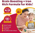 Iron Supplement Gummies for Kids, Kids Multivitamin with Iron Gummies - Zinc, Vitamin B Complex, A, C, D3, B12, Folate for Blood Builder & Energy Support, Iron Deficiency, Vegan Cherry 60ct