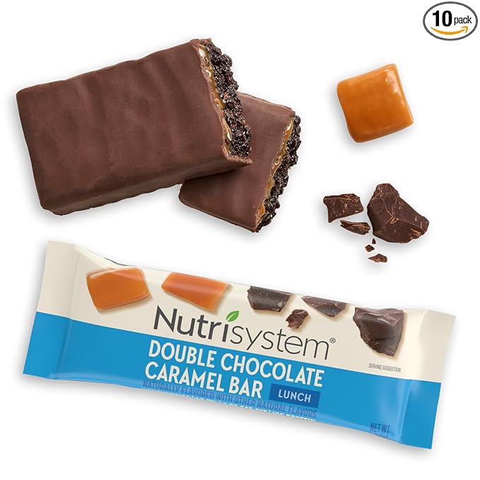 Nutrisystem® Double Chocolate Caramel Lunch Bars, 10g of Protein, Helps Support Weight Loss - 10 Count