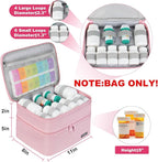 Medicine Storage Bag,Double Layers Pill Bottle Organizer Bag Empty with Lockable Zipper&Adjustable Divider,Medication Travel Carrying Bag for Pills,Vitamins,Medical Supplies,Pink