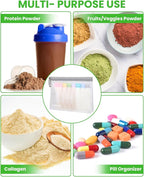 Lerine Reusable Protein Powder Container To Go, Protein Powder Travel Container Set, 14Pcs Single Dose Bags & 2Pcs Large Zip Bags, Portable Supplement Storage Containers with Funnel, Spoon