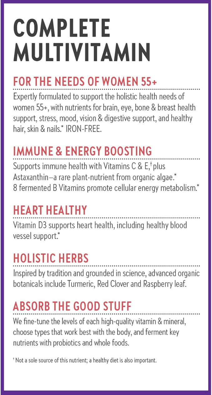 New Chapter Women’s Multivitamin 55+, Astaxanthin, B6, B12, D3, Vitamin C & Zinc, Immune, Heart, Cellular Energy, and Bone Support, Gentle on The Stomach, One Daily, Non-GMO, Gluten-Free, 96 Tablets