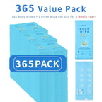 365 Pcs Body Wipes Individually Wrapped (9.29" x 8"), Large Shower Wipes for Adults Bathing No Rinse, Portable Personal Cleansing for Gym, Camping, Hiking, Backpacking,Bulk Homeless Supplies