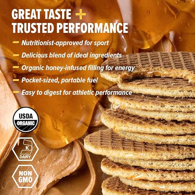 Honey Stinger Organic Peanut Butter Banana Waffle, Energy Stroopwafel for Exercise, Endurance & Performance, Sports Nutrition for Home & Gym, Pre & Post Workout, 16.96 Ounce (Pack of 16)