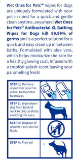 Wet Ones for Pets Multipurpose Dog Wipes with Aloe Vera, Tropical Splash Scent - Extra Large Pet Bathing Wipes with Wet Lock Seal for Dog Paws & All Over Use, 10 Count