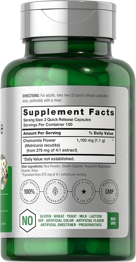 Horbäach Chamomile Flower Extract | 200 Pills | Non-GMO, Gluten Free Supplement