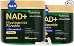 NAD+ Supplement with, Nicotinamide Riboside & Resveratrol 900mg – Anti-Aging Support for Women & Men, NMN Alternative, Vegan Non-GMO - 100 Capsules, 2 Pack