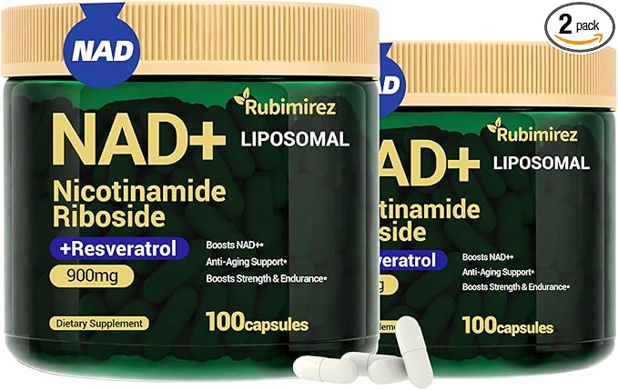 NAD+ Supplement with, Nicotinamide Riboside & Resveratrol 900mg – Anti-Aging Support for Women & Men, NMN Alternative, Vegan Non-GMO - 100 Capsules, 2 Pack