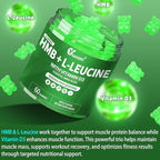 2 Pack HMB and L-Leucine Gummies - 3000mg HMB and Leucine Amino Acid with Vitamin D3 for Muscle and Energy Support, HMB Supplements for Men and Women, Sugar-Free, Vegan, Apple Flavor, 120 Gummies