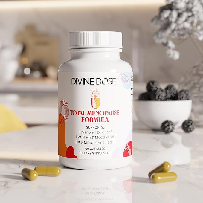 Total Menopause Formula 17-in-1 Support Supplement for Women with Ashwagandha, Black Cohosh, Maca, Probiotics, Vitamins D3, B6, B12 for Balance, Vitality & Mental Clarity | 60 Capsules