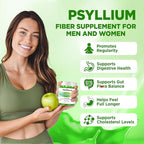 Psyllium Husk Gummies, 1500mg Psyllium Husk Fiber Supplement with Probiotics, Inulin, Chia Seed Powder for Gut & Digestive Health, Regularity, Vegan, Sugar Free, 60 Chewable
