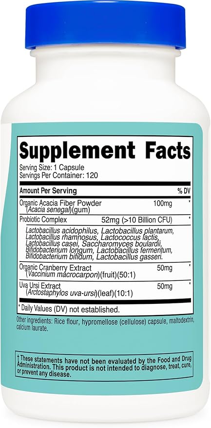 Nutricost Probiotic for Women 10 Billion CFU, 120 Capsules - Complex with Acacia Fiber, Uva Ursi & Cranberry Extract, Non-GMO & Gluten Free