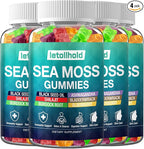 Sea Moss Gummies - Irish Sea Moss Gummies Advanced for Adults with Ashwagandha Bladderwrack & Burdock Root for Supports Immune，Energy - 60 Vegan Gummy,4PCS