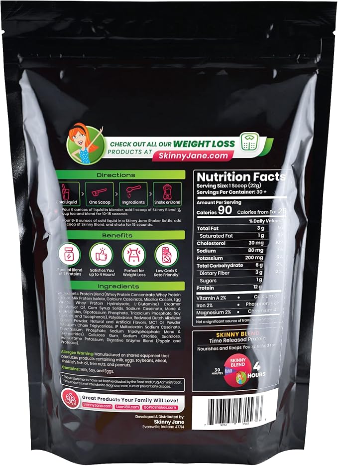 Skinny Blend - Best Tasting High Protein Shake for Women - Satisfying Low Carb Meal Replacement - Keto-Friendly Breakfast or Snack - Healthy Smoothie - 30 Delicious Shakes - Chocolate