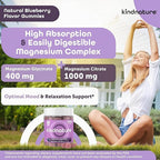 kindnature Magnesium Glycinate & Citrate Gummies – Calm Magnesium Complex for Sleep, Stress, Cramps & Digestion – Chewable Vegan Magnesium Supplement for Women, Teens, Adults – 60 Ct