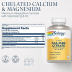 SOLARAY Calcium Magnesium Citrate w/Vitamin D3 K2 - Calcium Supplements for Women and Men - Bone and Heart Health Support - Cal Mag 2:1 Ratio, Plus Vitamin D 3 and K2, 60-Day Guarantee, 30 Servings