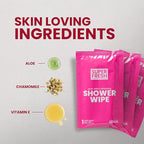 Super Fresh Shower Wipes Large Rosewater Body Wipes for No Rinse Bathing Personal Hygiene Gym Travel or Camping Enriched with Aloe and Vitamin E 10 Individually Wrapped Disposable Sheets