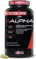 Alpha JYM Testosterone Support | Male Vitality, Hormone Optimization, Ashwagandha, Fenugreek, Eurycoma, Damiana, Quercetin, DIM | JYM Supplemental Science | 180 Vegetarian Capsules