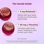 OLLY Sleep Gummy, 3 mg Melatonin, L-Theanine, Chamomile, Lemon Balm, Sleep Aid, Strawberry, 60 Count