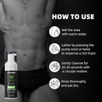 Men's Intimate Wash – pH Balanced Foaming Tea Tree Groin Cleanser, Odor Control with Agave & Licorice, Refreshing Body Wash – 5 Fl Oz