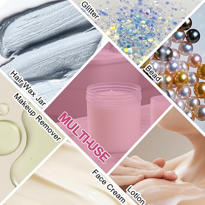 Wide Mouth Travel Containers, PP Clear Leak Proof Travel Plastic Jars with Lids for Creams Lotion Cosmetic, Jewelry Beads, Sample, Small Items Storage (4 Pack，5oz)