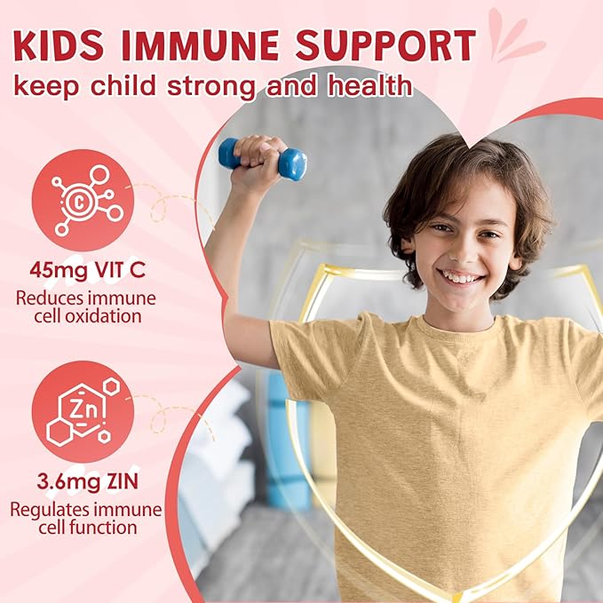 Kids Probiotic-Fiber Gummies, Probiotics-Fiber Gummies for Kids with 5 Billion CFUs & Prebiotics for Digestive Health, with Vitamin C and Zinc for Immune Support, 45 Servings, Natural Peach Flavor