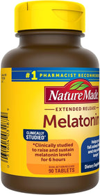 Nature Made Melatonin 4mg Extended Release Tablets,Sleep Supplements for Adults,100% Drug Free Sleep Aid,90 Day Supply,90 Count (Pack of 2)