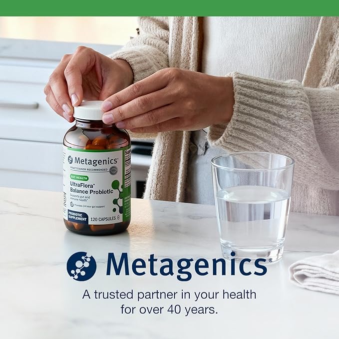 Metagenics UltraFlora Balance Probiotic - Shelf-Stable Daily Gut Health Supplement for Digestive & Immune Support* - Non-GMO & Gluten-Free - 30 Capsules